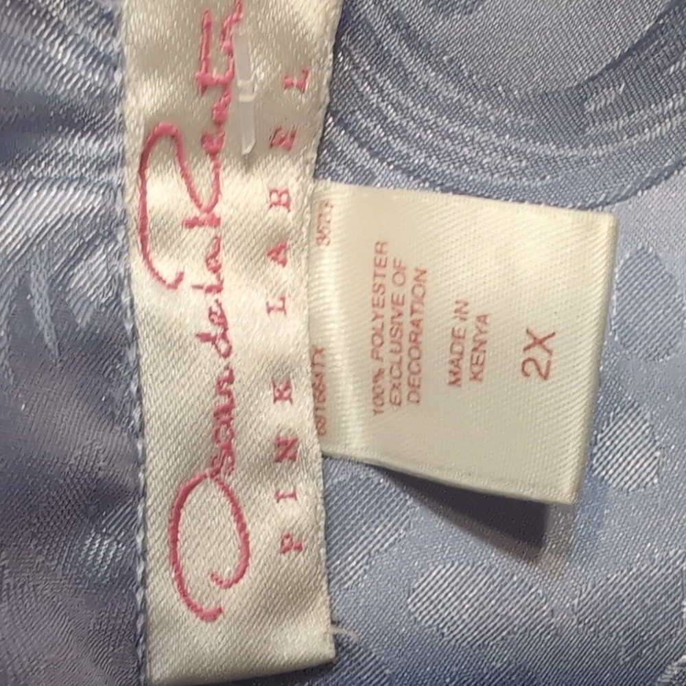 Oscar de la Renta Vintage Pastel Blue Sleeveless Pajama Top Pink Label 2X - Picture 2 of 8